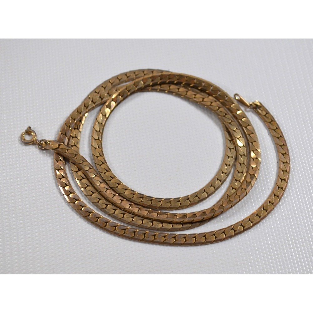 Vintage Flat Herringbone Chain Necklace 29.5" Korea